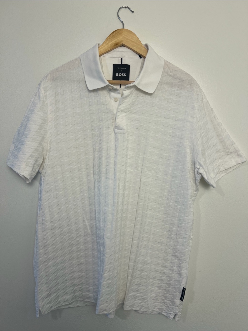 BOSS x Porsche White Textured Polo Shirt